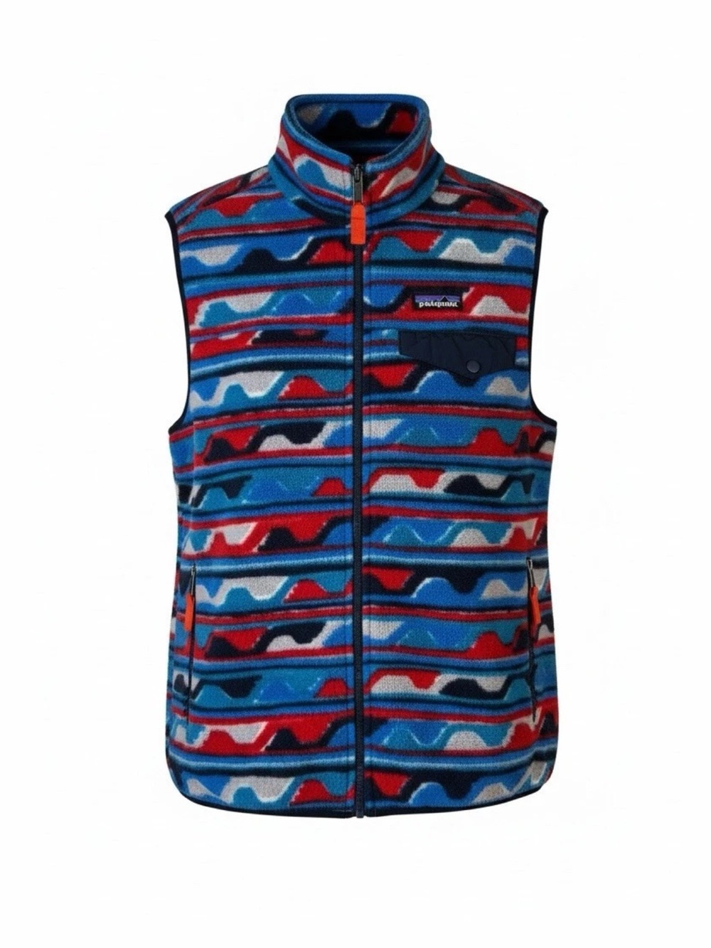 Patagonia Men's Lightweight Synchilla Snap-T Vest Size Medium M Red Delta Waves